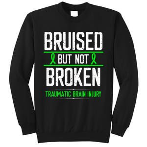 Traumatic Brain Injury Awareness Bruised Broken Green Ribbon Tall Sweatshirt