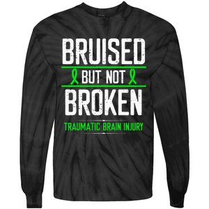 Traumatic Brain Injury Awareness Bruised Broken Green Ribbon Tie-Dye Long Sleeve Shirt