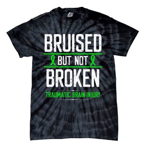 Traumatic Brain Injury Awareness Bruised Broken Green Ribbon Tie-Dye T-Shirt