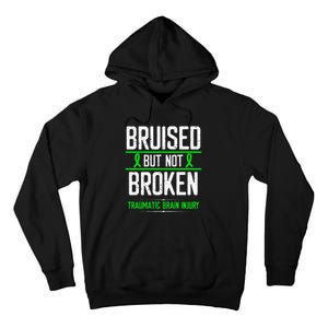 Traumatic Brain Injury Awareness Bruised Broken Green Ribbon Tall Hoodie