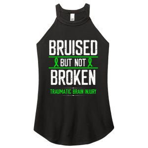 Traumatic Brain Injury Awareness Bruised Broken Green Ribbon Women's Perfect Tri Rocker Tank