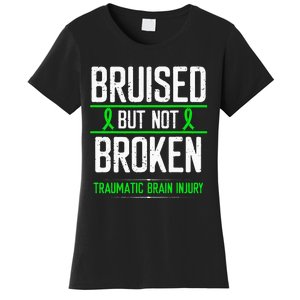 Traumatic Brain Injury Awareness Bruised Broken Green Ribbon Women's T-Shirt