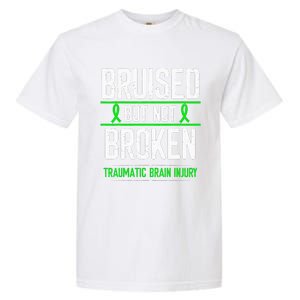 Traumatic Brain Injury Awareness Bruised Broken Green Ribbon Garment-Dyed Heavyweight T-Shirt