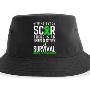 Traumatic Brain Injury Awareness Every Scar Green Ribbon Sustainable Bucket Hat