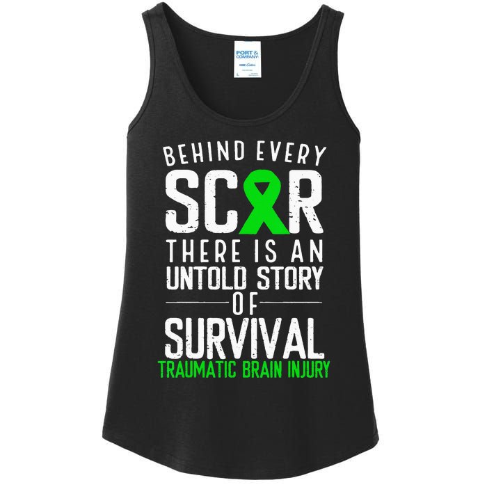 Traumatic Brain Injury Awareness Every Scar Green Ribbon Ladies Essential Tank