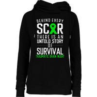 Traumatic Brain Injury Awareness Every Scar Green Ribbon Womens Funnel Neck Pullover Hood