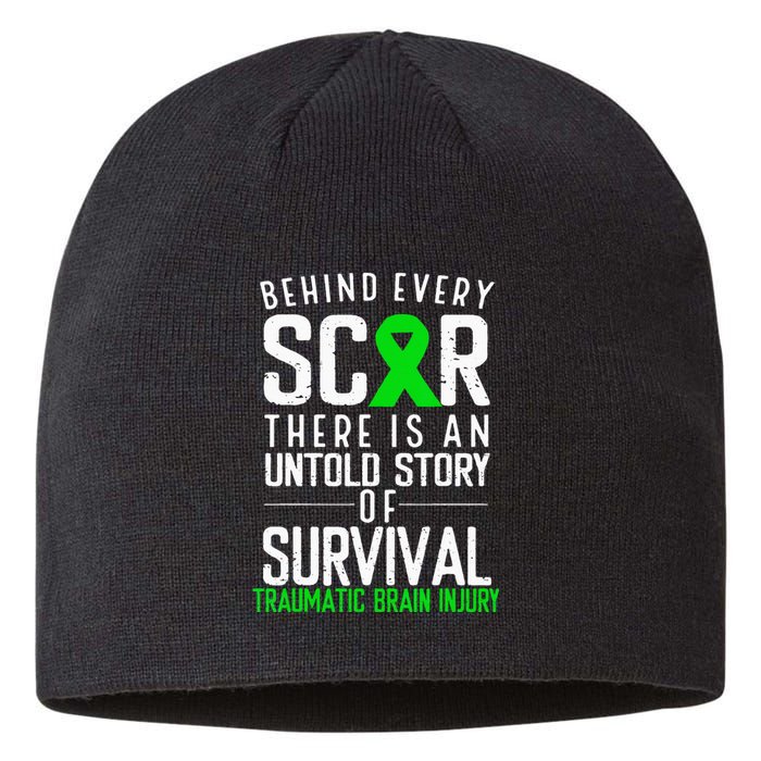 Traumatic Brain Injury Awareness Every Scar Green Ribbon Sustainable Beanie