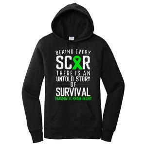 Traumatic Brain Injury Awareness Every Scar Green Ribbon Women's Pullover Hoodie