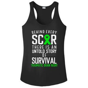 Traumatic Brain Injury Awareness Every Scar Green Ribbon Ladies PosiCharge Competitor Racerback Tank