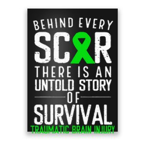 Traumatic Brain Injury Awareness Every Scar Green Ribbon Poster