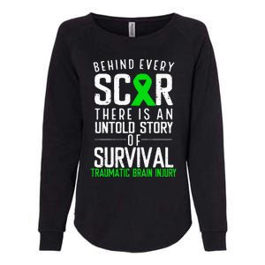 Traumatic Brain Injury Awareness Every Scar Green Ribbon Womens California Wash Sweatshirt