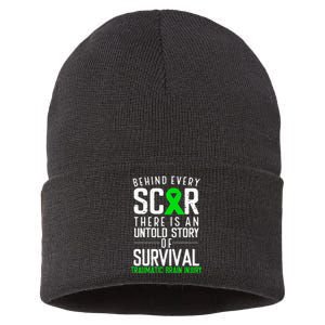 Traumatic Brain Injury Awareness Every Scar Green Ribbon Sustainable Knit Beanie