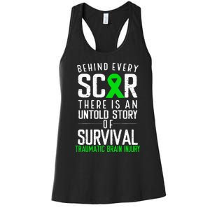 Traumatic Brain Injury Awareness Every Scar Green Ribbon Women's Racerback Tank