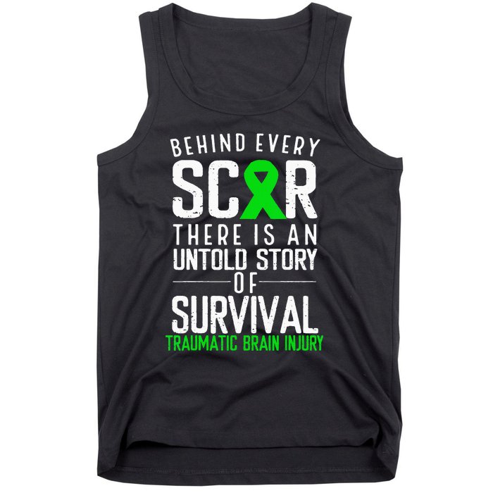 Traumatic Brain Injury Awareness Every Scar Green Ribbon Tank Top