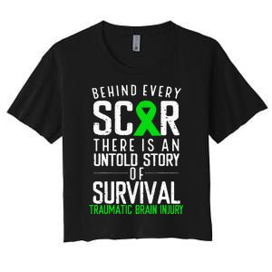 Traumatic Brain Injury Awareness Every Scar Green Ribbon Women's Crop Top Tee