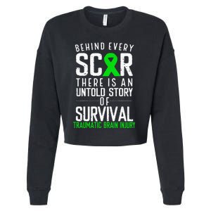 Traumatic Brain Injury Awareness Every Scar Green Ribbon Cropped Pullover Crew