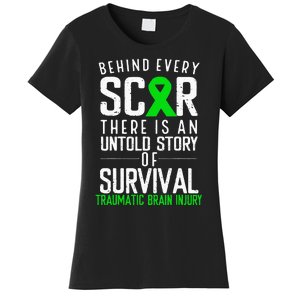 Traumatic Brain Injury Awareness Every Scar Green Ribbon Women's T-Shirt