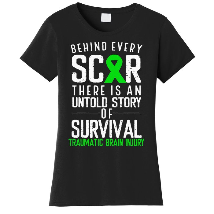 Traumatic Brain Injury Awareness Every Scar Green Ribbon Women's T-Shirt