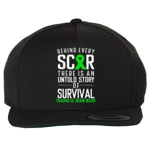 Traumatic Brain Injury Awareness Every Scar Green Ribbon Wool Snapback Cap