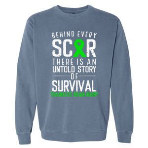 Traumatic Brain Injury Awareness Every Scar Green Ribbon Garment-Dyed Sweatshirt