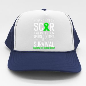 Traumatic Brain Injury Awareness Every Scar Green Ribbon Trucker Hat