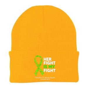 Traumatic Brain Injury Awareness Her Fight Green Ribbon Knit Cap Winter Beanie