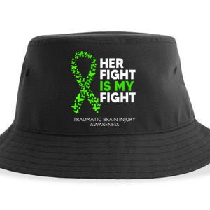 Traumatic Brain Injury Awareness Her Fight Green Ribbon Sustainable Bucket Hat