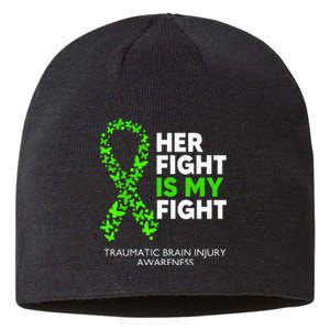 Traumatic Brain Injury Awareness Her Fight Green Ribbon Sustainable Beanie