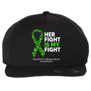 Traumatic Brain Injury Awareness Her Fight Green Ribbon Wool Snapback Cap