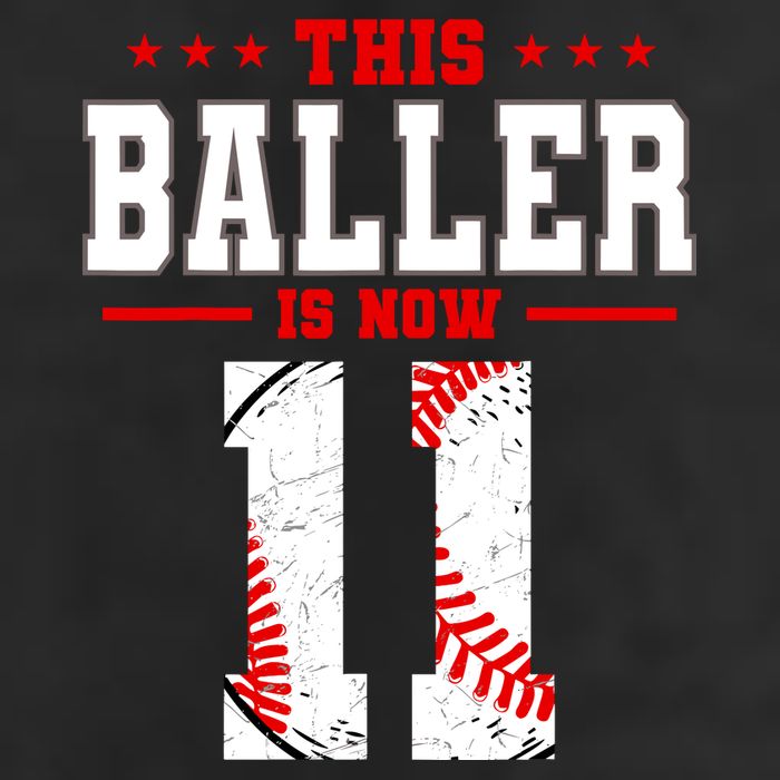 This Baller Is Now 11 Birthday Baseball Theme Bday Party 7 Panel Mesh Trucker Snapback Hat