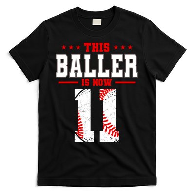 This Baller Is Now 11 Birthday Baseball Theme Bday Party T-Shirt