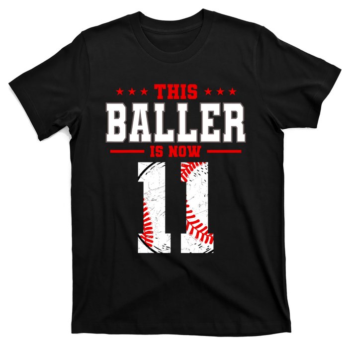 This Baller Is Now 11 Birthday Baseball Theme Bday Party T-Shirt