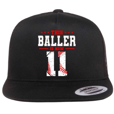 This Baller Is Now 11 Birthday Baseball Theme Bday Party Flat Bill Trucker Hat
