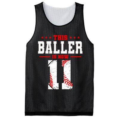This Baller Is Now 11 Birthday Baseball Theme Bday Party Mesh Reversible Basketball Jersey Tank