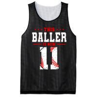 This Baller Is Now 11 Birthday Baseball Theme Bday Party Mesh Reversible Basketball Jersey Tank