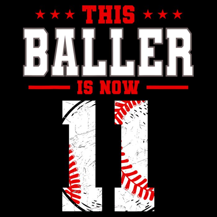 This Baller Is Now 11 Birthday Baseball Theme Bday Party Poster