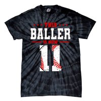 This Baller Is Now 11 Birthday Baseball Theme Bday Party Tie-Dye T-Shirt