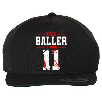 This Baller Is Now 11 Birthday Baseball Theme Bday Party Wool Snapback Cap