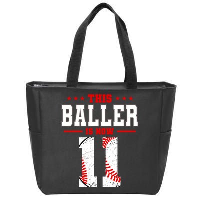 This Baller Is Now 11 Birthday Baseball Theme Bday Party Zip Tote Bag