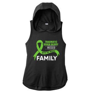 Traumatic Brain Injury Awareness Messed With Wrong Family Ladies PosiCharge Tri-Blend Wicking Draft Hoodie Tank