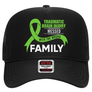 Traumatic Brain Injury Awareness Messed With Wrong Family High Crown Mesh Back Trucker Hat