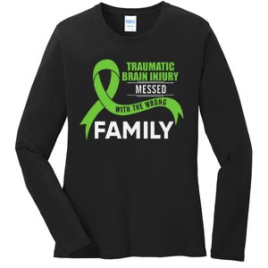 Traumatic Brain Injury Awareness Messed With Wrong Family Ladies Long Sleeve Shirt