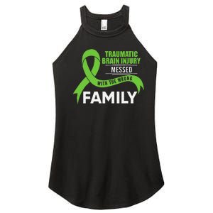 Traumatic Brain Injury Awareness Messed With Wrong Family Women's Perfect Tri Rocker Tank