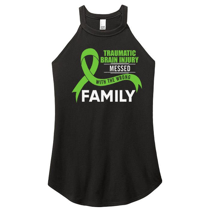 Traumatic Brain Injury Awareness Messed With Wrong Family Women's Perfect Tri Rocker Tank