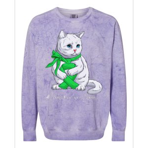 Traumatic Brain Injury Awareness Month Green Ribbon Cat Colorblast Crewneck Sweatshirt