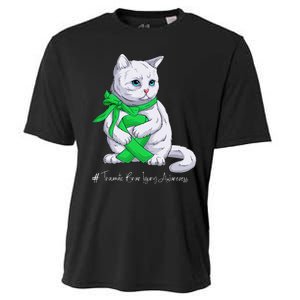 Traumatic Brain Injury Awareness Month Green Ribbon Cat Cooling Performance Crew T-Shirt