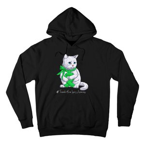 Traumatic Brain Injury Awareness Month Green Ribbon Cat Hoodie