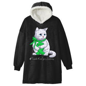 Traumatic Brain Injury Awareness Month Green Ribbon Cat Hooded Wearable Blanket