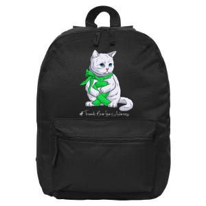 Traumatic Brain Injury Awareness Month Green Ribbon Cat 16 in Basic Backpack