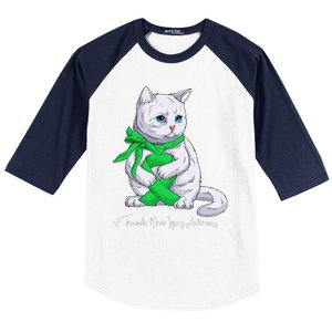 Traumatic Brain Injury Awareness Month Green Ribbon Cat Baseball Sleeve Shirt